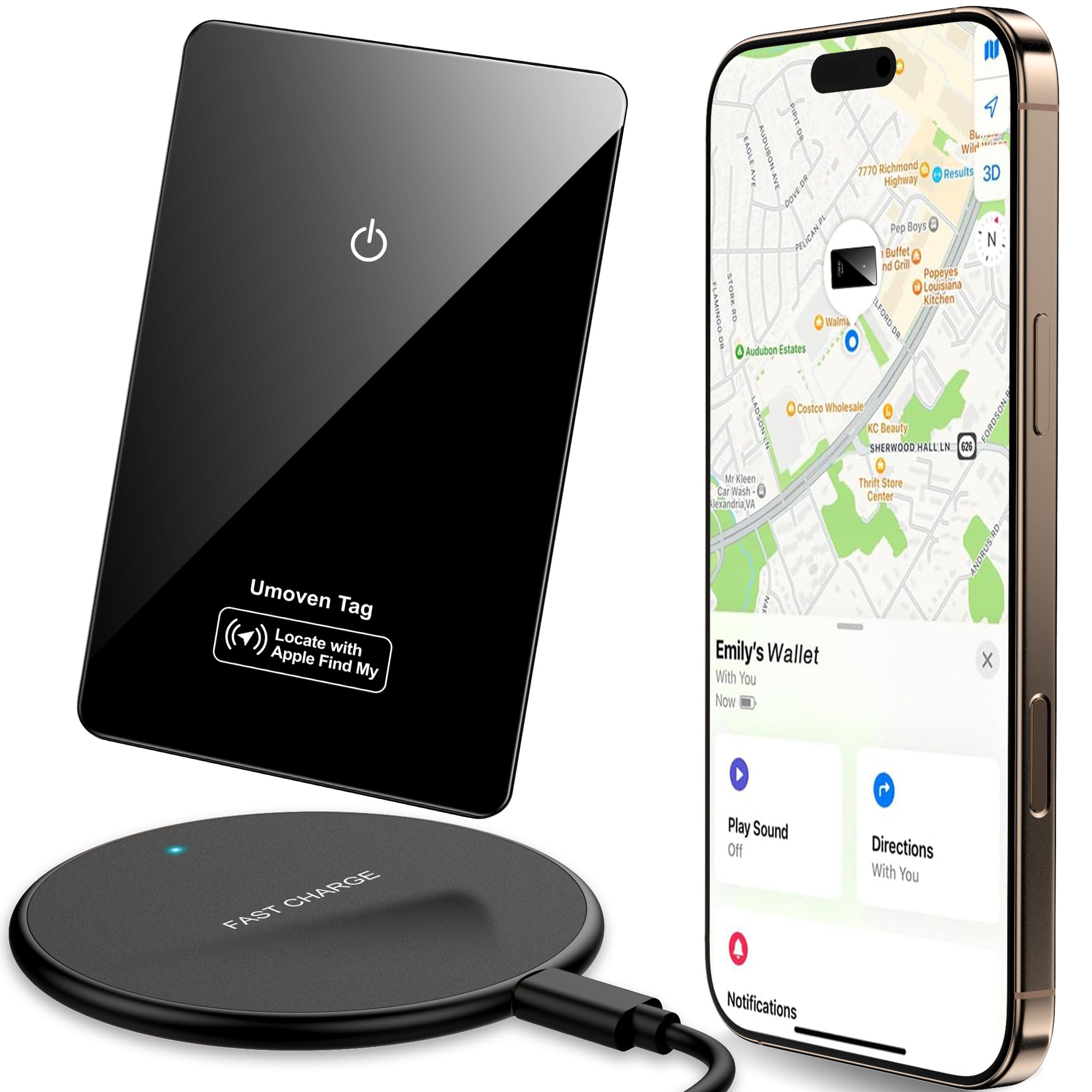 Wallet Tracker Card For Apple Find My(Ios Only)   Thin Wallet Finder With Wireless Charger   Item Locator For Wallet, Luggage Ta